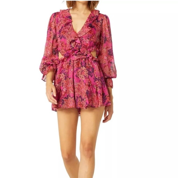 NWT Misa Los Angeles azalea romper in Fuchsia - size Large - Picture 2 of 4